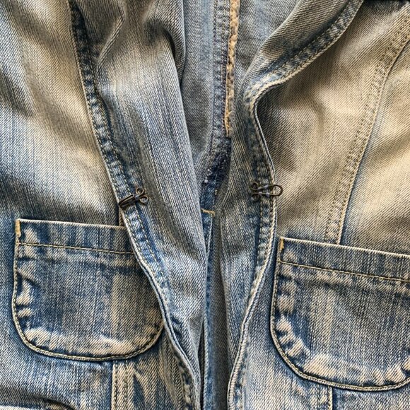 VTG London Jean Cropped Denim Blazer-Jacket Blue Stonewash XS #36K - Picture 7 of 9